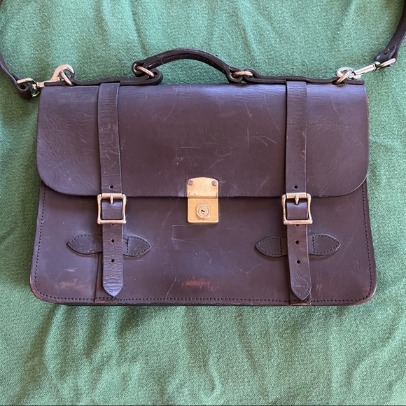 Filson Bridle Leather Briefcase - Field Satchel Made In USA Veg Tan Leather - Picture 2 of 14